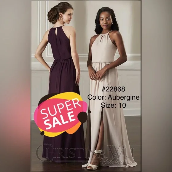Christina Wu | Dresses | Christina Wu Celebrations Bridesmaid Dress Color  Aubergine Size | Poshmark